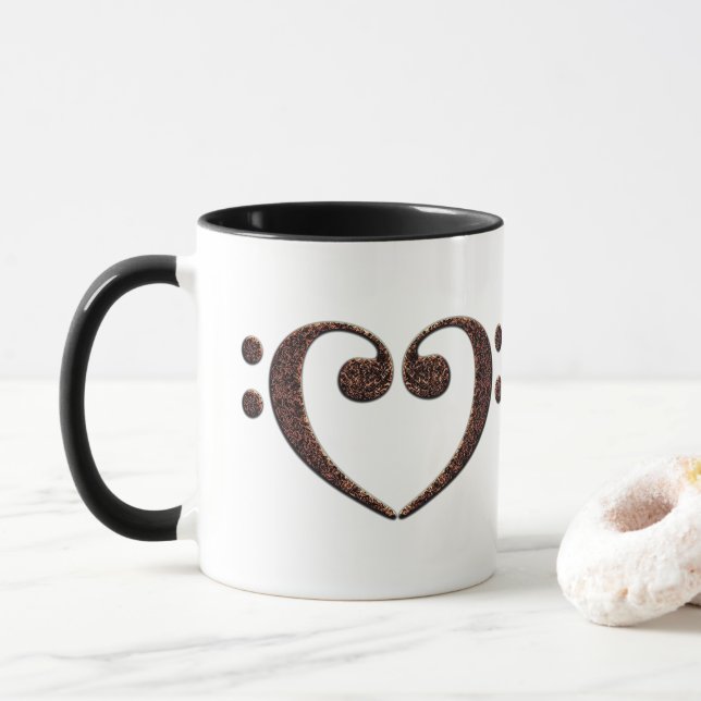 Mug Copper Double Basse Clef Heart Music Lover (Avec donut)