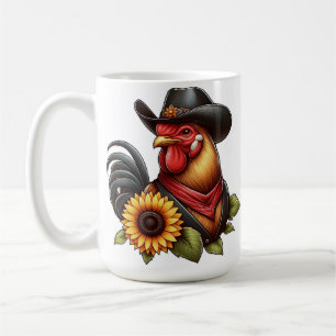 Mug Coq Coloré en Chapeau de Cowboy avec Tournesol