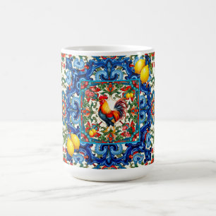 Mug Coq coloré, Méditerranée, mosaïque, citron,