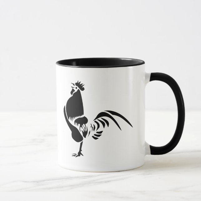 Mug Coq noir Croisant l'alarme du bon matin (Droite)