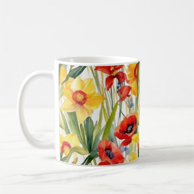 Mug Coquelicots et jonquilles art joyeux (Gauche)