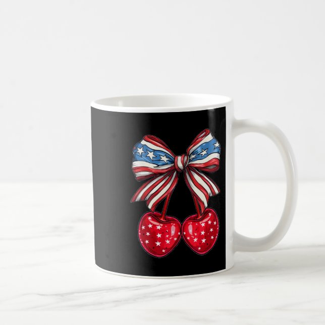 Mug Coquette Cherry Bow Patriotique Usa Drapeau 4 juil (Droite)