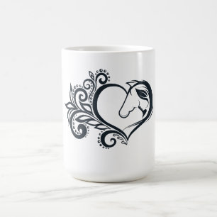 Mug Coquette Coeur noir Cheval Fille Feminine Élégante
