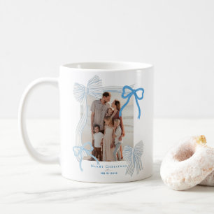 Mug Coquette-core Blue Bows 2 Photos Noël