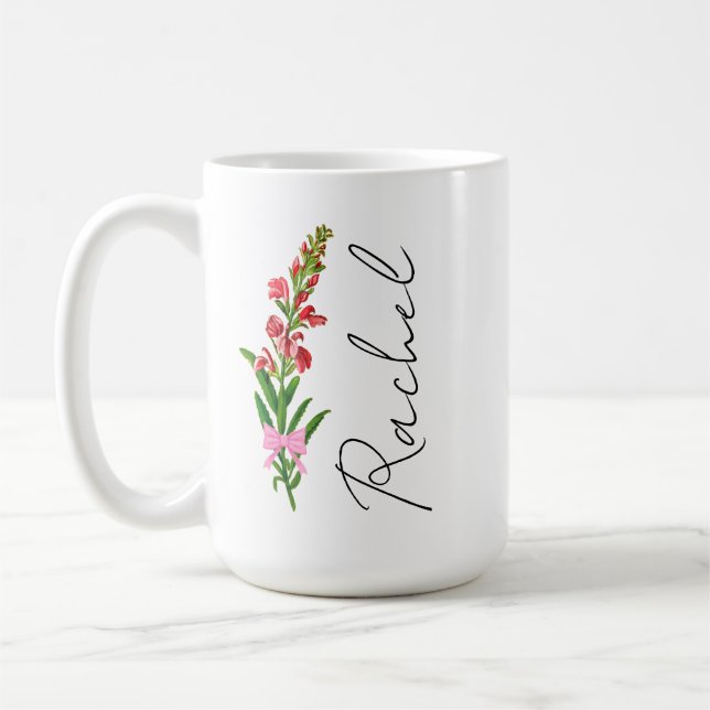 Mug Coquette personnalisée Boug Fleur de naissance, Fl (Gauche)