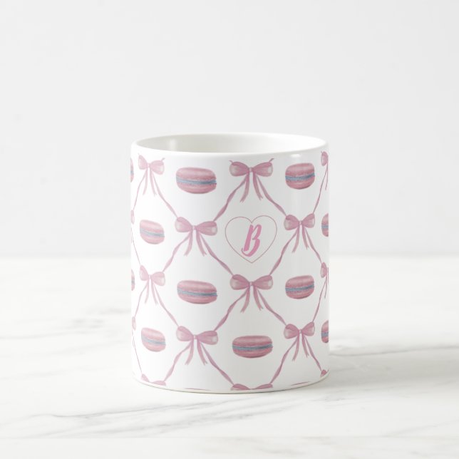 Mug Coquette première fille rose personnalisée Bow & M (Centre)
