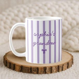 Mug Coquette rayée personnalisée Grand-mère