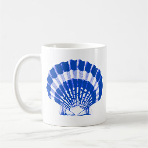 Mug Coquillage - bleu cobalt et blanc
