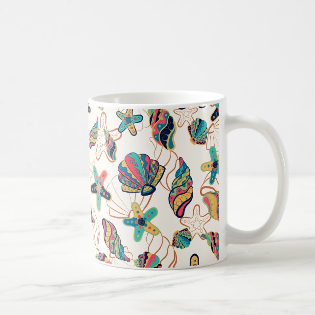 Mug Coquillages colorés sans couture motif (Droite)