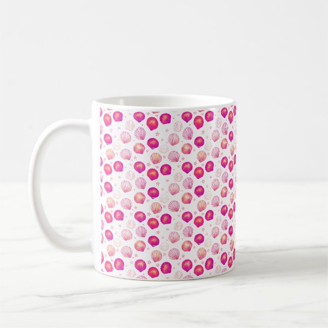 Mug Coquillages de Néon sur Noir - Motif côtier sans t (Gauche)