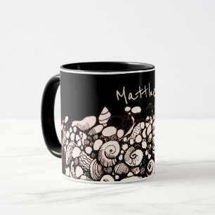 Mug coquillages et galets os chine muqueuse