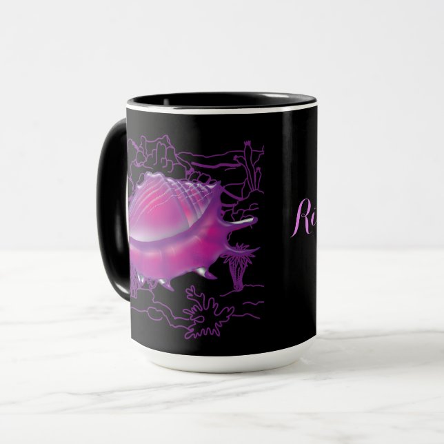 Mug Coquille marine rose (Devant gauche)