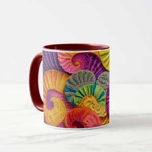 Mug Coquilles chromatiques : Mosaïque spirale vibrante