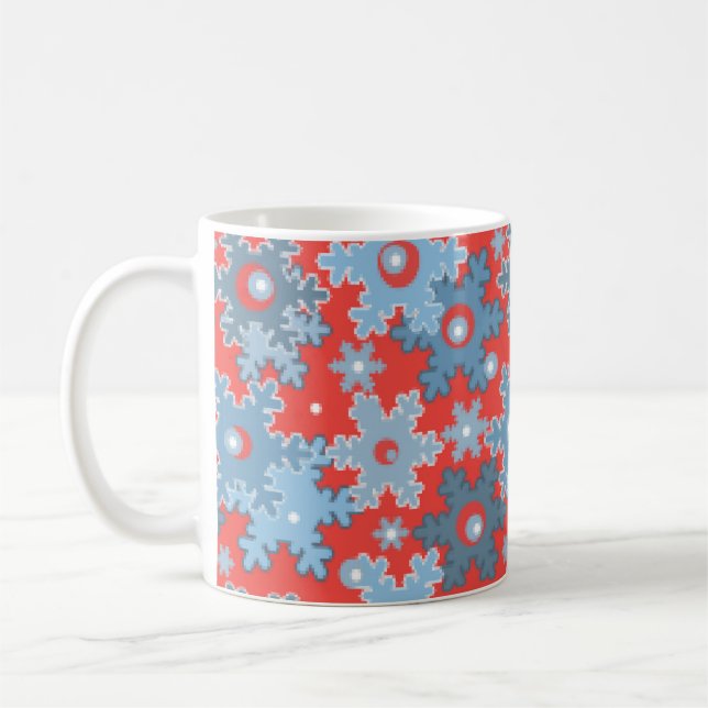 Mug Corail bleu d'hiver motif neige flocons (Gauche)