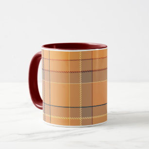 Mug Corail, orange, tartan brun.
