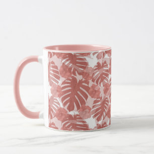 Mug Corail tropical Monstera Palm Feuille Motif