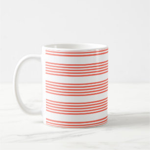 Mug Corail vivant et blanc cinq bandes motif