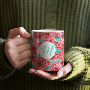 Mug Coral Floral Patte & Monogramme