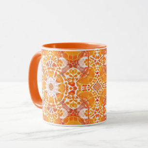 Mug Coral Orange et crème Batik Motif