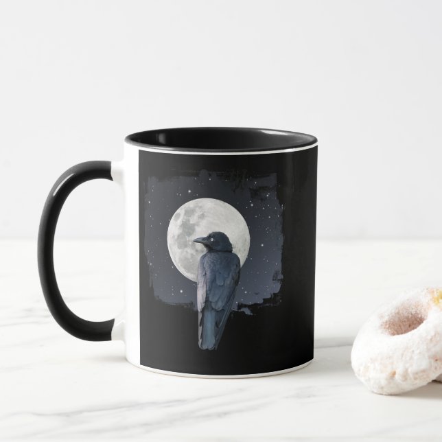 Mug Corbeau de la forêt Lune froide (Avec donut)
