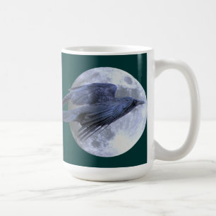 Mug Corbeau noir volant et lune celtique, Wiccan