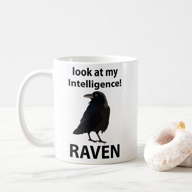 Mug Corbeau Regarde Mon Intelligence Corbeau (Avec donut)