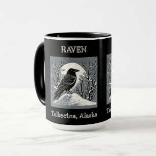 Mug Corbeau : Talkeetna, Alaska noir et blanc
