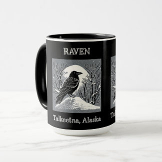 Mug Corbeau : Talkeetna, Alaska noir et blanc