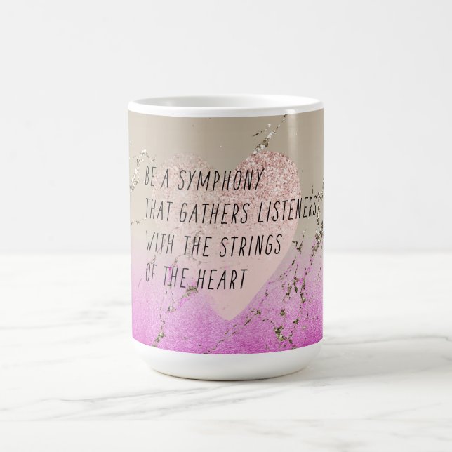 Mug Cordes de coeur rose poème (Centre)
