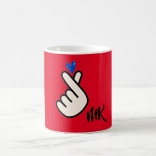 Mug Coréen K-pop Coeur Bleu Rouge Monogramme