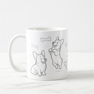 Mug Corgi Chien Dessiné à la Main Tasse à Café Mig
