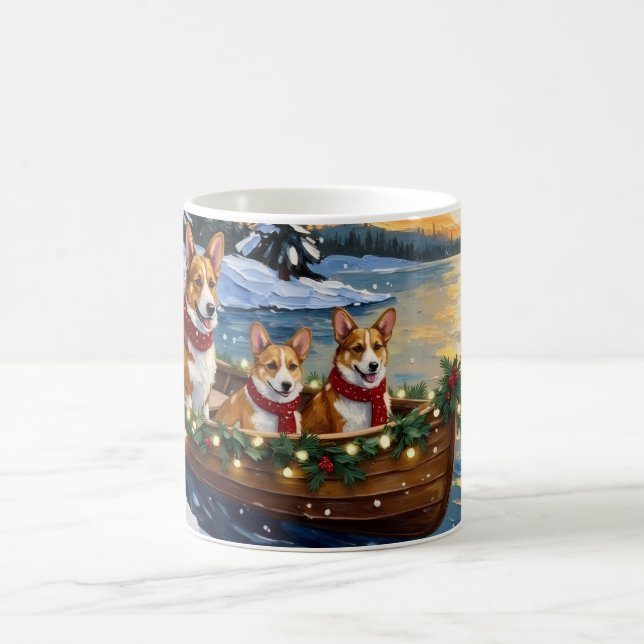Mug Corgi Christmas Boat Holiday (Centre)