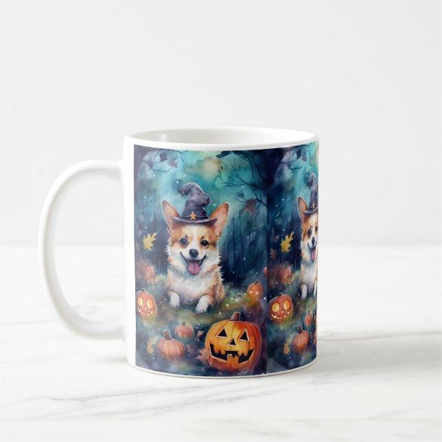 Mug Corgi d'Halloween avec la peur Citrouille (Gauche)