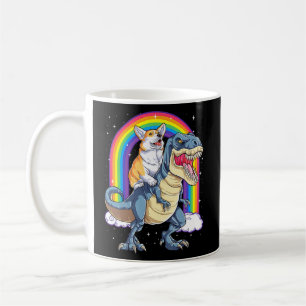 Mug Corgi équitation Dinosaur T Rex Funny Space Galaxy