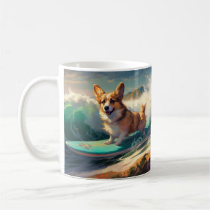 Mug Corgi  Plage Surf Peinture