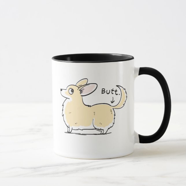 Mug Corgi rouge/blanc de Pembroke (avec la queue) (Droite)