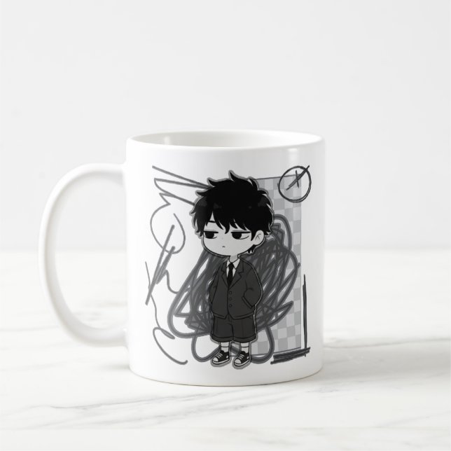 Mug Corporate Burnout Relatable Chibi Boy Suit Illustr (Gauche)