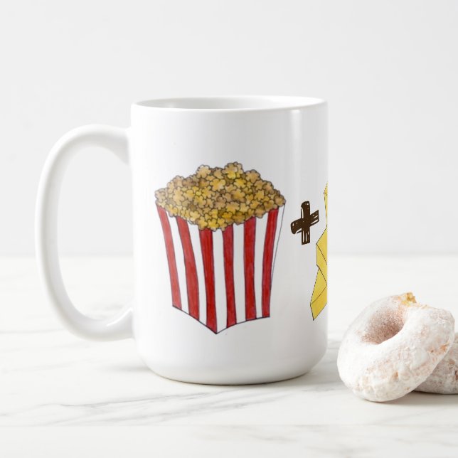 Mug Correspondance alimentaire classique Popcorn + Beu (Avec donut)