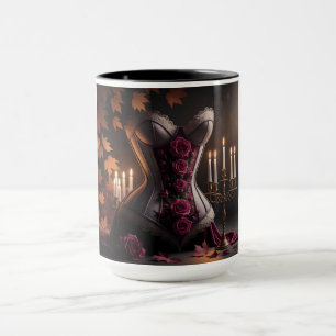 Mug Corset Victorien Gothique Roses Violettes Automne