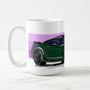Mug Corvette verte C7 avec bandes violettes