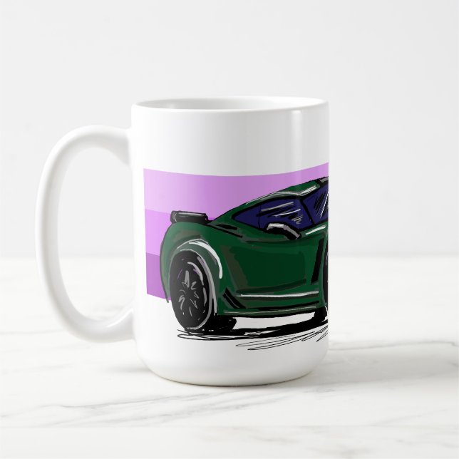 Mug Corvette verte C7 avec bandes violettes (Gauche)