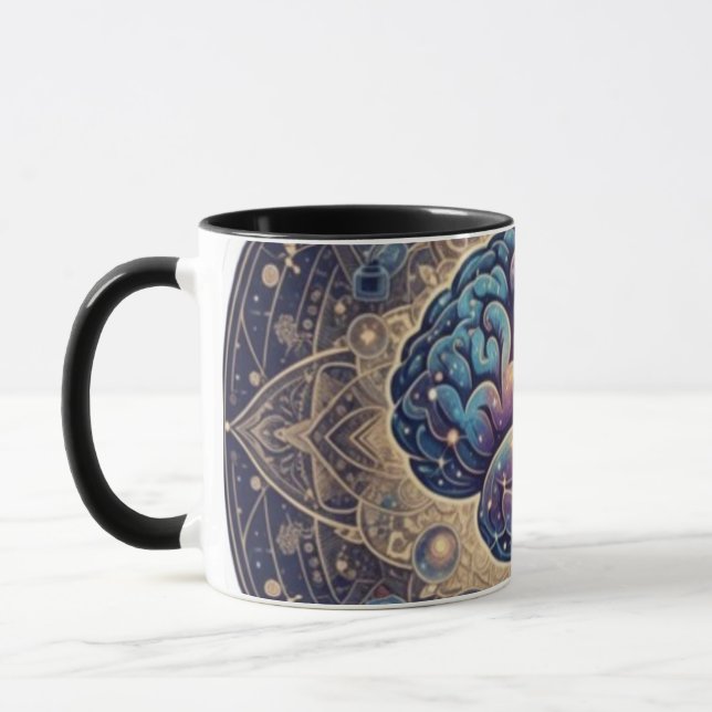 Mug Cosmic Mind Mandala – Abstract Brain Art (Gauche)