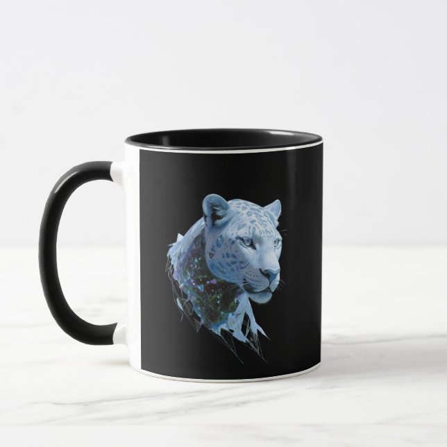 Mug Cosmic Snow Leopard Abstract Art (Gauche)