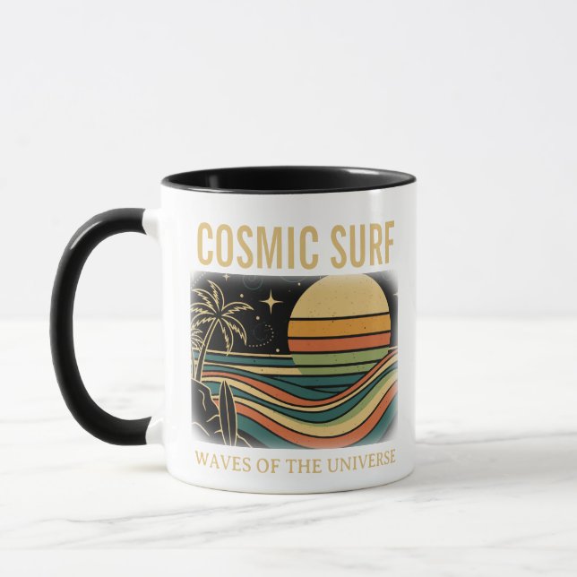 Mug Cosmic Surf Rétro Vague • Surf Vintage Coucher de  (Gauche)