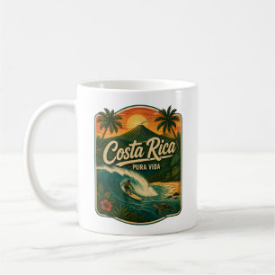 Mug Costa Rica Pura Vida Rétro Surf Volcan Coucher de
