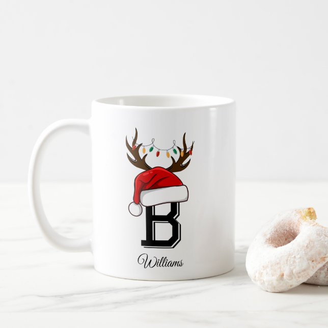 Mug Costumes de Noël Monogramme (Avec donut)