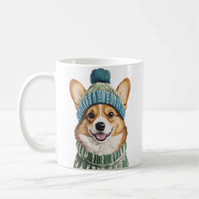 Mug Cosy Corgi en hiver (Gauche)
