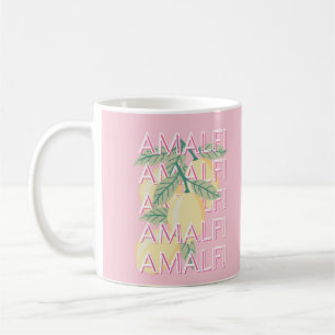 Mug Côte d'Amalfi, Italie, Art Voyage, Preppy, Rose