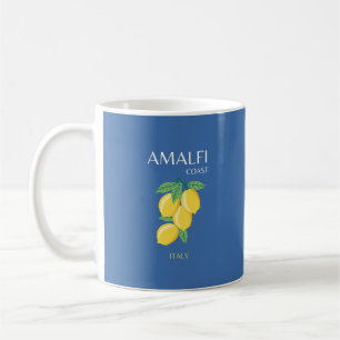 Mug Côte d'Amalfi, Italie, Art Voyage, Rétro, Bleu