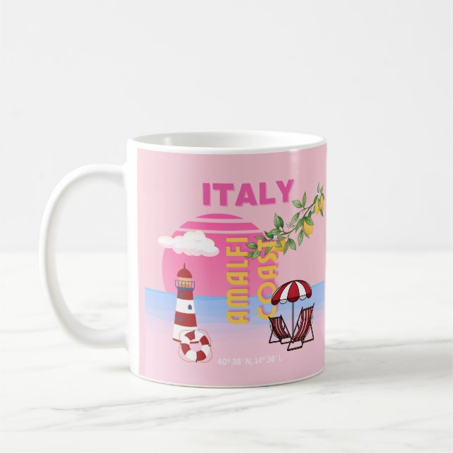 Mug Côte d'Amalfi, Voyage à Preppy, Rose (Gauche)